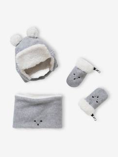 -Baby Strick-Set: Mütze, Rundschal & Fäustlinge, Bär