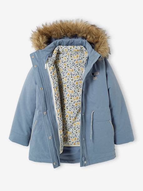 Mädchen 3-in-1-Winterjacke mit Recycling-Polyester - blau+dunkelrosa+marine - 4