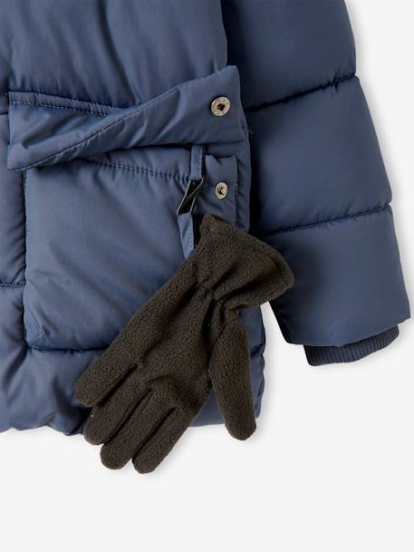 Jungen Jacke & Handschuhe mit Recyclingmaterial blau+braun+tannengrün 5