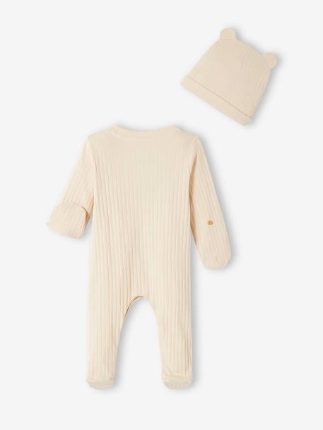 Baby-Set: Overall & Mütze, Rippenjersey sand 5