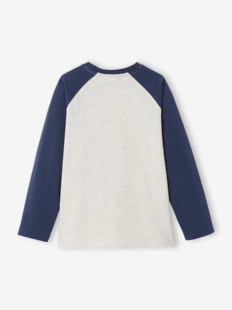 Jungen Shirt, Raglanärmel Oeko-Tex - blau+grau meliert - 2