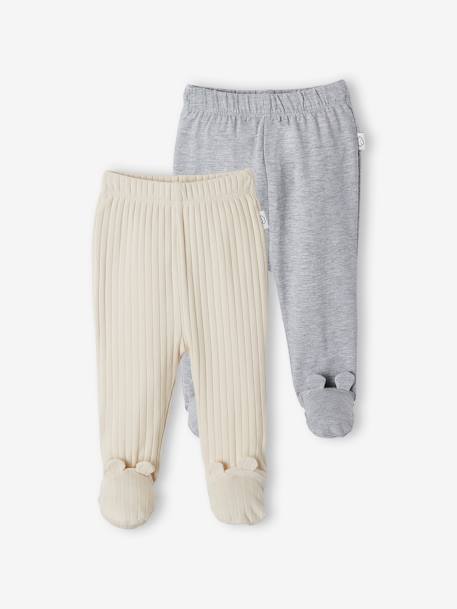 2er-Pack Baby Hosen mit Fuß sand 1