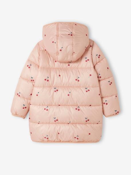 Lange Mädchen Steppjacke mit Recycling-Polyester - rosa bedruckt - 3