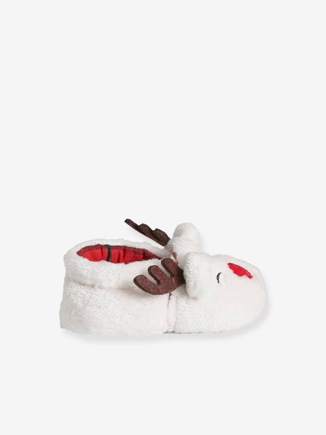 Baby Krabbelschuhe, Warmfutter wollweiß rentier 3