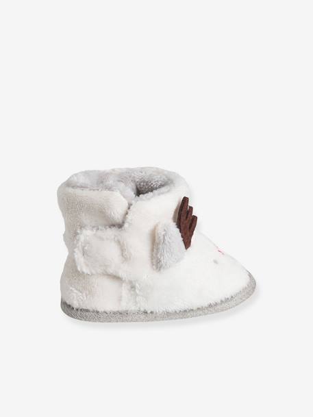 Baby hohe Krabbelschuhe mit Klettverschluss, Warmfutter wollweiß rentier 3