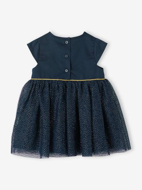 Mädchen Baby Festkleid aus Satin & Glitzer-Tüll nachtblau 3