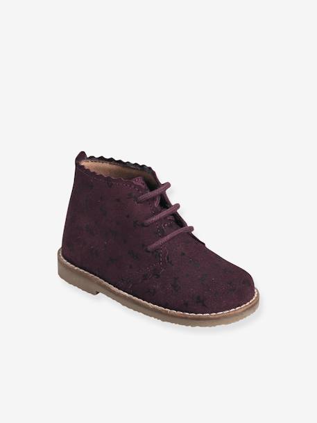 Mädchen Baby Schnürboots - bordeaux+gold+marine sterne - 1