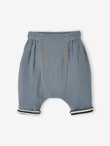 Gefütterte Baby Hose, Musselin blaugrau 4