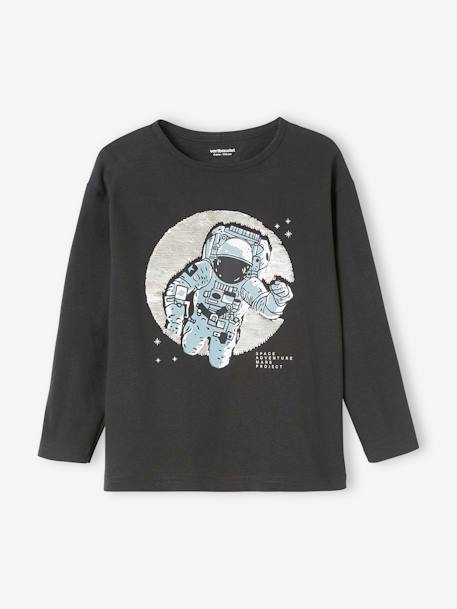 Jungen Shirt mit Wendepailletten anthrazit astronaut+aqua+grau/dino tyrannosaurus 2