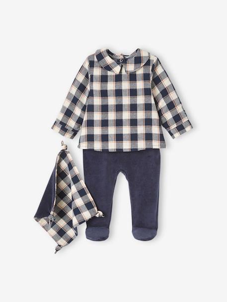 Jungen Baby Strampler & Schmusetuch nachtblau 1