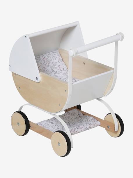 Puppen-Kinderwagen MINI FLORA, Holz FSC® weiß/natur 1