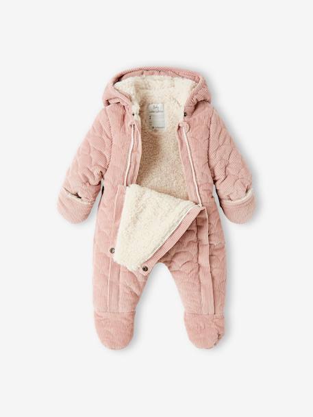 Baby Winter-Overall samt, Wattierung Recycling-Polyester - zartrosa - 6