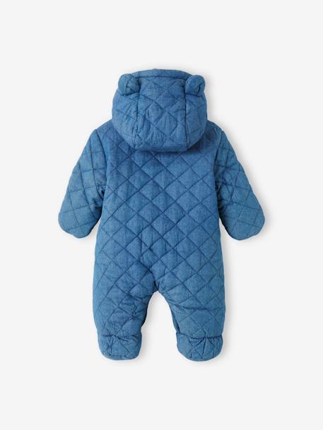 Baby Winter-Overall aus Chambray, Wattierung Recycling-Polyester blue stone 2