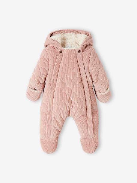 Baby Winter-Overall samt, Wattierung Recycling-Polyester - zartrosa - 2