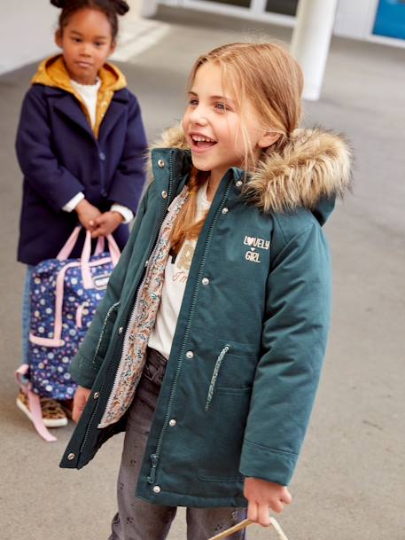 Mädchen 3-in-1-Winterjacke mit Recycling-Polyester - dunkelgrün+dunkelrosa+marine - 13
