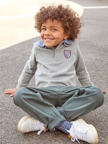 Jungen Chinohose mit Schlupfbund Oeko-Tex grün+nachtblau 2