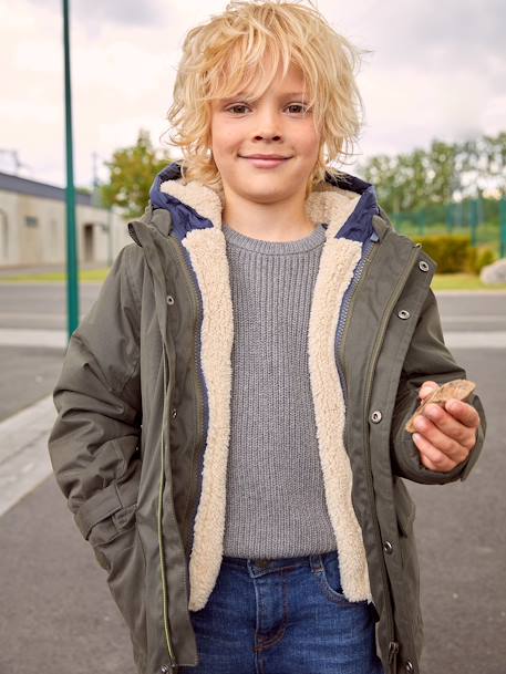 Jungen 3-in-1-Jacke mit Recycling-Polyester - braun+dunkelblau/braun+elektrisch blau+khaki - 43