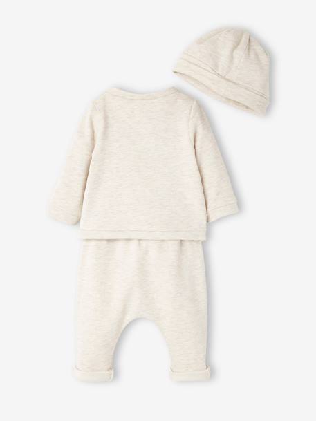 3-teiliges Baby-Set für Neugeborene, Sweatware beige meliert+zartrosa 5