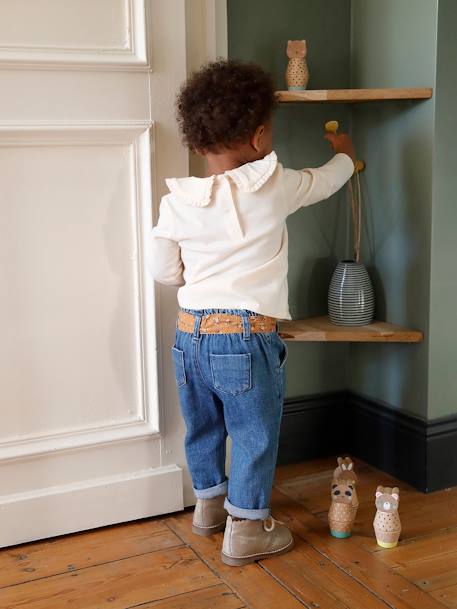 Mädchen Baby Jeans mit Stoffgürtel - blue stone+dark blue+grauer denim - 6