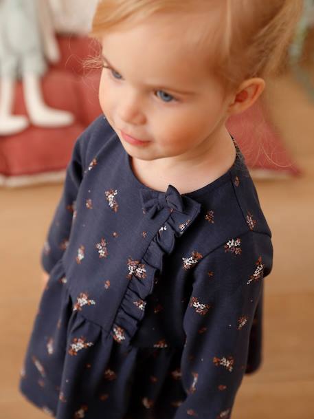 Mädchen Baby Kleid Oeko-Tex - marine bedruckt - 6