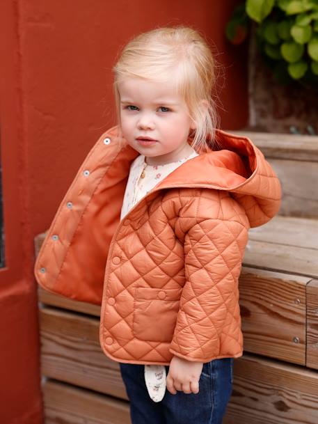 Baby Steppjacke mit Kapuze & Recyclingmaterial - ziegel - 2