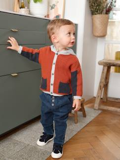 -Jungen Baby Cardigan mit Kapuze, Rippenstrick