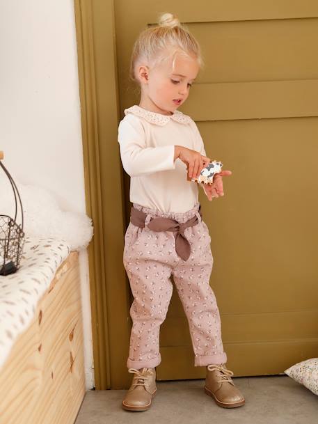 Baby Shirt mit besticktem Kragen Oeko-Tex - hellbeige+marine gestreift - 7