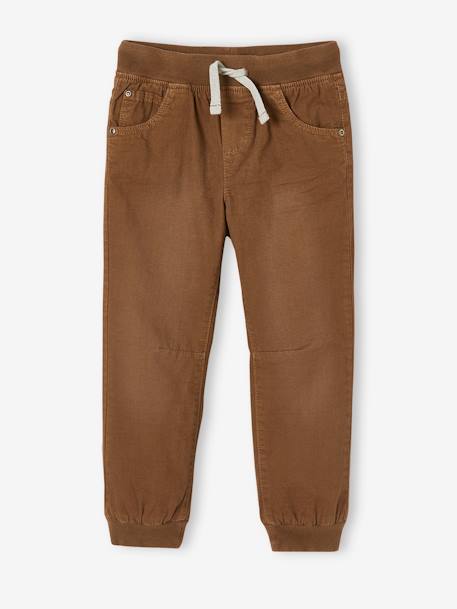 Jungen Joggpants mit Fleecefutter hellbraun+nachtblau 1