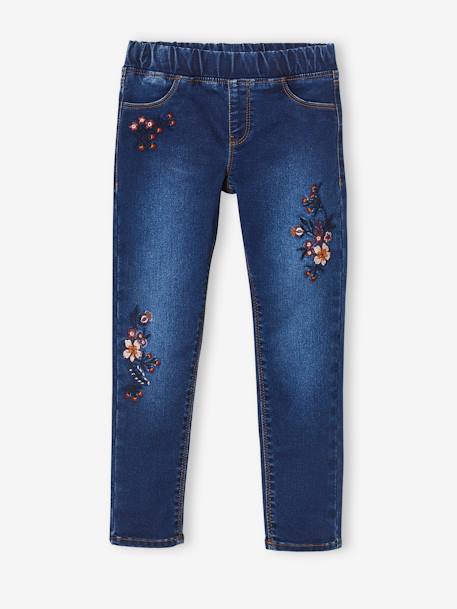 Mädchen Jeggings WATERLESS, Hüftweite COMFORT Oeko-Tex, Bundweite verstellbar blue stone+schwarz 4