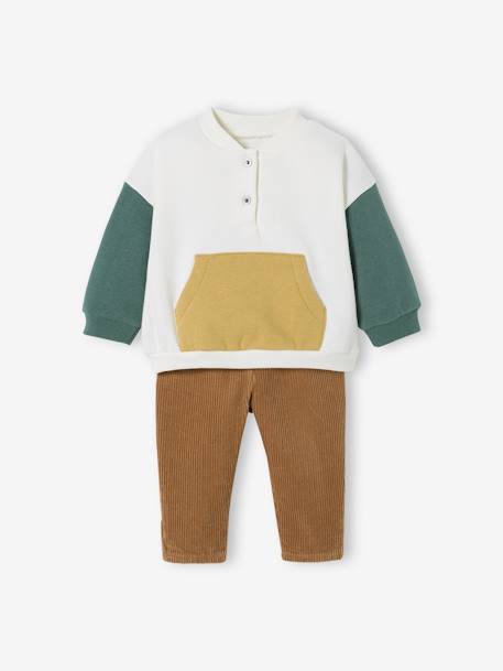 Baby-Set: Sweatshirt & Cordhose vanille+wollweiß 8