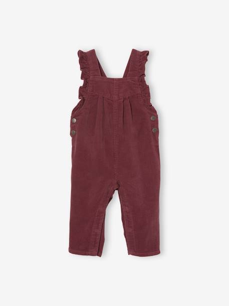 Mädchen Baby Cord-Latzhose mit Volants - pflaume - 1