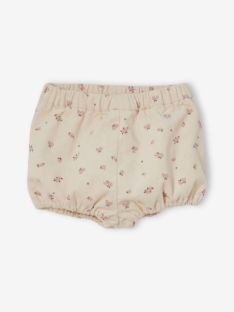 2er-Pack Mädchen Baby Shorts, Cord bordeaux/beige bedruckt 2