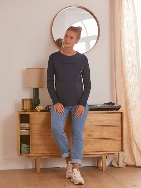 Shirt mit Schriftzug aus Bio-Baumwolle, Schwangerschaft & Stillzeit - nachtblau/motherhood - 3