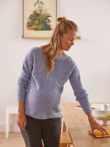 Wende-Pullover, Schwangerschaft & Stillzeit - blau+grau meliert - 9