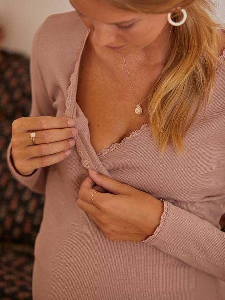 Shirt mit Wickelausschnitt, Schwangerschaft & Stillzeit - rosa - 4