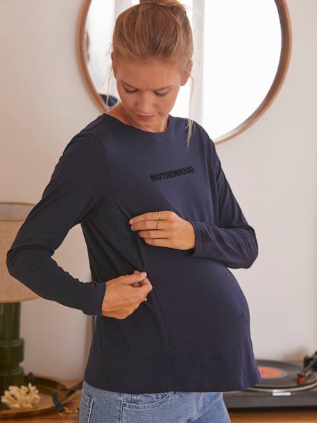 Shirt mit Schriftzug aus Bio-Baumwolle, Schwangerschaft & Stillzeit - nachtblau/motherhood - 4