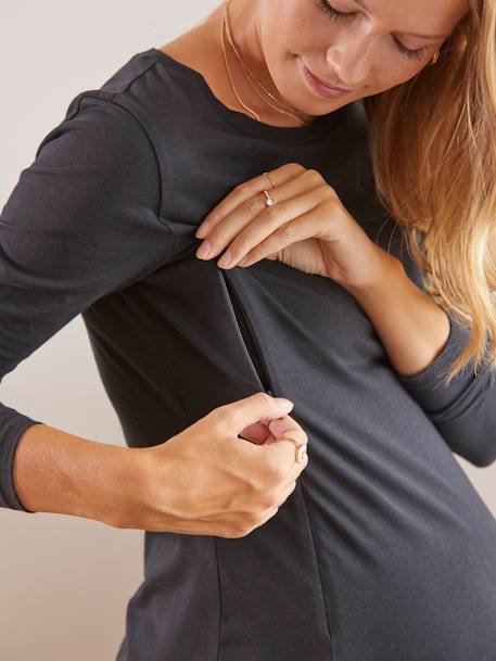 Figurbetontes Jerseykleid für Schwangerschaft & Stillzeit - schwarz - 3