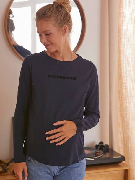 Shirt mit Schriftzug aus Bio-Baumwolle, Schwangerschaft & Stillzeit - nachtblau/motherhood - 8