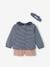 Baby-Set: Samt-Shorts, Shirt & Haarband dunkelblau gestreift 5