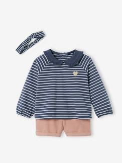 Baby-Set: Samt-Shorts, Shirt & Haarband  [numero-image]