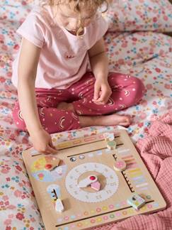 Spielzeug-Lernspielzeug-Lesen, Schreiben, Zählen & Uhr lesen-Kinder Spieluhr mit Kalender, Holz FSC®