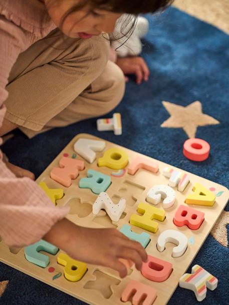 Kinder Buchstaben-Puzzle, Holz FSC® - mehrfarbig+rosa - 7