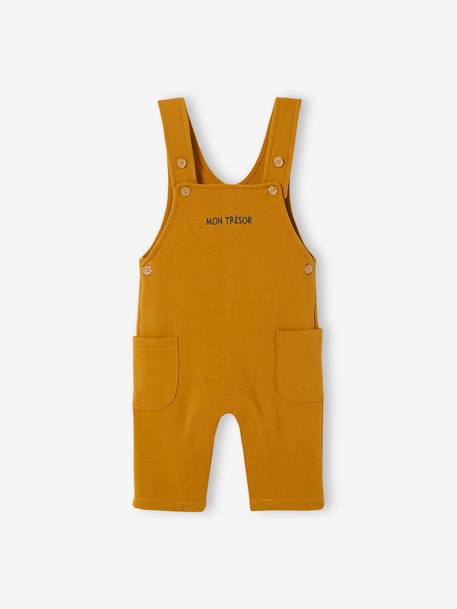 Baby Set MON TRÉSOR: Shirt & Latzhose, personalisierbar Oeko-Tex - grau meliert+karamell - 15