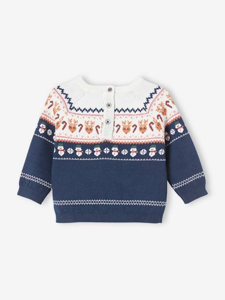 Baby Weihnachtspullover, Jacquardstrick Oeko-Tex - marine - 3