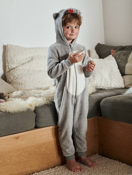 Jungen Overall/Onesie, Wolf - hellgrau - 1