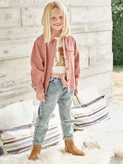 Maedchenkleidung-Hosen-Mädchen Jeans mit Stoffgürtel, Mom-Fit