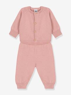 Babymode-Baby-Sets-Baby-Set: Strickjacke & Hose PETIT BATEAU, Wolle/Baumwolle