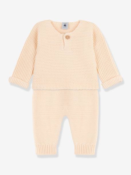 Baby-Set: Strickjacke & Hose PETIT BATEAU, Bio-Baumwolle - weiß - 1