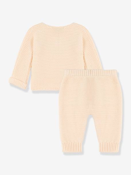 Baby-Set: Strickjacke & Hose PETIT BATEAU, Bio-Baumwolle - weiß - 2