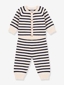 Babymode-Baby-Sets-Baby-Set: Strickjacke & Hose PETIT BATEAU, Wolle/Baumwolle